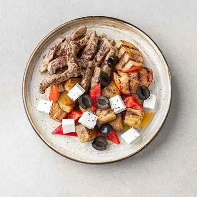 Beef Gyro Bowl with Feta & Garlic Yogurt